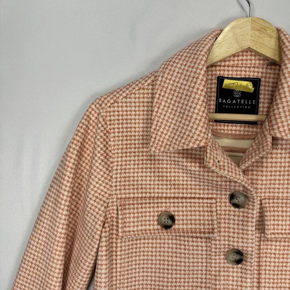 Bagatelle Suede Button Up Shacket Pink Chore Jacket Womens Size XS Houndstooth - Picture 5 of 12